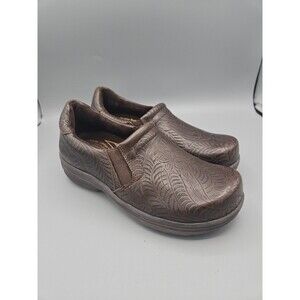 Easy Works Easy Street Womens Brown Leather Tooled Slip On Clogs Shoes 6w